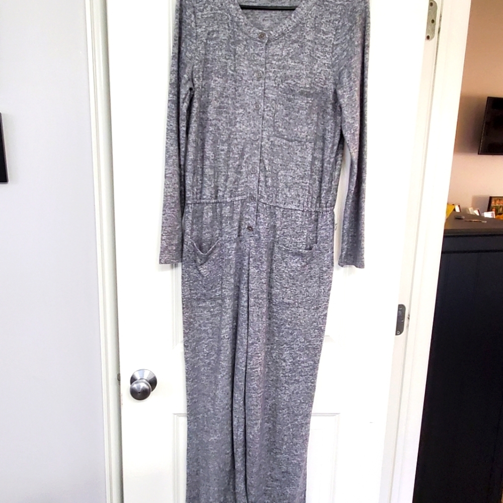Spense Women's Medium Fleecey Button Up Comfy Jumpsuit - Picture 3 of 8
